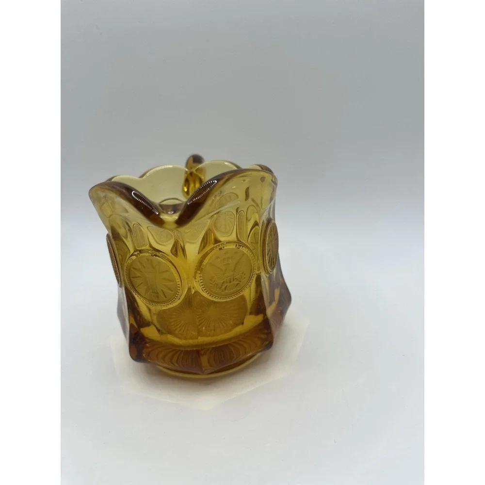 Vintage Amber Fostoria Coin Glass Creamer Pitcher 3-1/2